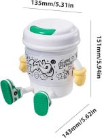 Cartoon cup-shaped Bluetooth speaker, measuring 135mm x 143mm x 151mm, with graffiti-style design, suitable for home or office use.