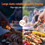 Waterproof digital meat thermometer with easy-to-read backlit display