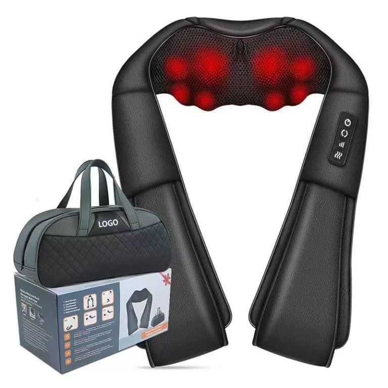 Heated shoulder massager providing deep tissue relaxation