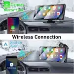 Wireless Android Auto feature shown on portable car radio screen